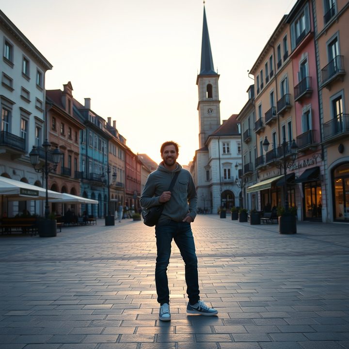 AI-generated key visual for a solo travel platform ad